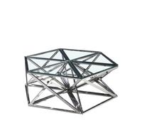 DKD Home Decor Set de 6 Mesas de Centro de Acero y Cristal Plateado