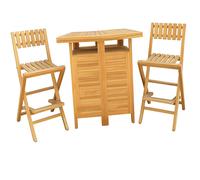 DKD Home Decor Set de Bar de Teca con 2 Taburetes (95x70x108 cm)