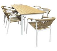 DKD Home Decor Set de Comedor de 7 Piezas de Aluminio con 6 Sillas