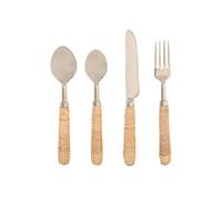 DKD Home Decor Set de Cubertería 16 Piezas Inox Ratan Natural
