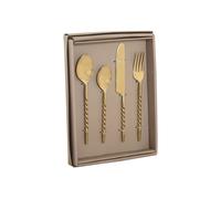 DKD Home Decor Set de Cubertería de 16 Piezas Inox Dorado con Diseño Espiral