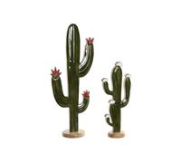 DKD Home Decor Set de Decoración Cactus de 2 Piezas en Mango Lacado