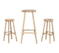 DKD Home Decor Set de Mesa de Bar con 2 Taburetes de Bambú