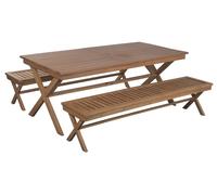 DKD Home Decor Set de Mesa de Teca 3 Piezas Marrón 200x100x78 cm