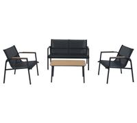 DKD Home Decor Set de Sofá 4 Piezas Acero y Textilene Símil Madera