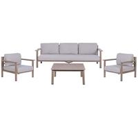 DKD Home Decor Set de Sofá 4 Piezas Aluminio y Olefina Símil Madera