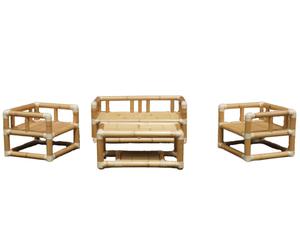 DKD Home Decor Set de Sofá 4 Piezas de Bambú y Ratán Natural