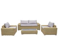 DKD Home Decor Set de Sofá 4 Piezas Ratan Sintético Olefina 222x87x63