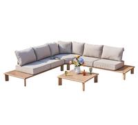 DKD Home Decor Set de Sofá Esquinero de 4 Piezas en Aluminio y Olefina Marrón