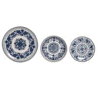 DKD Home Decor Set de Vajilla de Porcelana 18 Piezas Etnica Azul