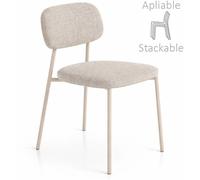 DKD Home Decor Silla Apilable Beige/Crudo de Poliéster y Hierro