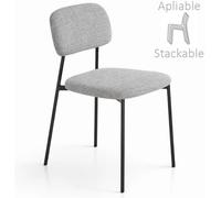 DKD Home Decor Silla Apilable de Poliéster y Hierro Gris y Negro