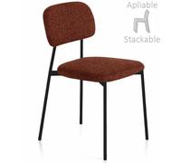 DKD Home Decor Silla Apilable de Poliéster y Hierro Marrón Oscuro