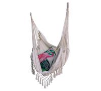 DKD Home Decor Silla Colgante para Terraza y Jardín Crudo 60 x 128 x 100 cm (2 Unidades) Algodón y Poliéster con Flecos
