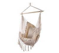 DKD Home Decor Silla Colgante para Terraza y Jardín Crudo Algodón y Pino 90x90x135 cm