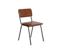 DKD Home Decor Silla de Piel y Hierro Marrón