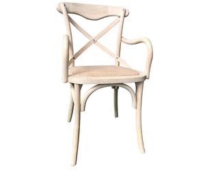 DKD Home Decor Silla Olmo Ratan Crossback Envejecido Blanco