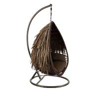 DKD Home Decor Sillón Colgante de Fibra Artificial Marrón con Base