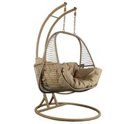 DKD Home Decor Sillón Colgante de Ratán Sintético 2 Plazas Marrón Claro