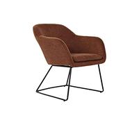 DKD Home Decor Sillón Color Negro y Terracota, de Lino y Metal (63 x 64 x 70 centímetros)
