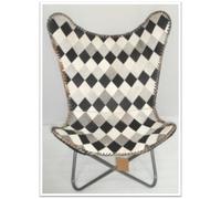 DKD Home Decor Sillón de Piel y Hierro con Rombos Marrón