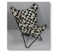 DKD Home Decor Sillón de Piel y Hierro con Rombos Marrón Oscuro