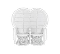 DKD Home Decor Sillón de Ratán Emmanuele Blanco 2 Plazas