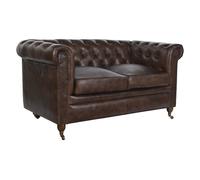 DKD Home Decor Sofá Chester 2 Plazas en Piel Marrón