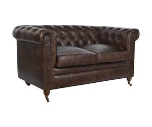 DKD Home Decor Sofá Chester 2 Plazas en Piel Marrón