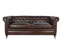 DKD Home Decor Sofá Chester de 3 plazas en piel marrón oscuro