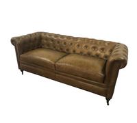 DKD Home Decor Sofá Chesterfield 3 Plazas Piel Camel