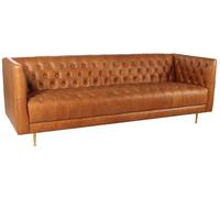 DKD Home Decor Sofá de Piel Capitone Cognac