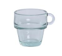 DKD Home Decor Taza de Vidrio Reciclado 100ml Transparente con Detalles Café
