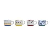 DKD Home Decor Taza mug Color Amarillo, Azul, Turquesa y Granate, de gres (150 ml) (4 Unidades)