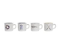 DKD Home Decor Taza mug Color Azul, Rojo y Lima, de gres (220 ml) (4 Unidades)