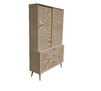 DKD Home Decor Vitrina Rejilla Natural Paulownia y MDF 120x38,5x196