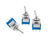 DL 5 piezas Interruptor de palanca en miniatura unipolar doble lanzamiento ON-OFF-ON/ON-ON 120V CA 6A Montaje de 1/4 pulgada MTS-102 103 202 203(MTS CAP 5PCS)