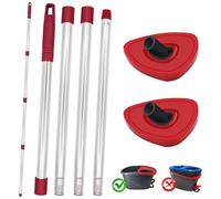 DLAIMI 2 Base de Cabezal de fregona giratoria roja con Mango de fregona para Vileda Turbo Spin 2en 1,Palo de Reemplazo de la Frescadora Ajustable 30-58 ", Ligero y Duradero