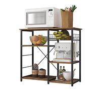 DlandHome Estantería Cocina Multiuso para Horno Microondas Mueble Auxiliar de Cocina Mueble Cocina Estanterias Metalicas Almacenaje con Caja de Almacenamiento de Frutas, Color Retro