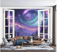 DLERFLOVR Fotomurales Pared Valle Del Río Vortex Star 350x250cm Papel tapiz fotográfico Nebulosa De Fantasía Papel pintado Panorámico Decoración De Pared para Salón, Sala, Azul Púrpura
