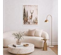 DLERFLOVR Póster Lienzo Reno, Oso Pardo Cartel de la Pared Animales Del Bosque Retro Arte Mural en Lienzo Decoración la Pared la Sala de Juegos del Dormitorio los Niños, 30x40cm Sin Marco, Marrón