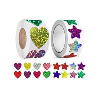 DLPRK 2 Rollos Pegatinas Adhesivas Corazón Estrella 1000 Unidades Brillantes Autoadhesivas para Bodas Cumpleaños Regalos Invitaciones