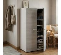 Dmora Armadio Multiuso 2 Ante Norwalk, Armadio Porta Scarpe, Mobile Basso con 6 ripiani, Scarpiera Bassa Moderna, 55x36h103 cm, Bianco e Cemento