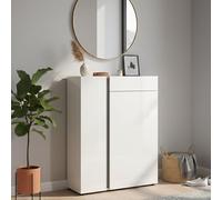 Dmora Scarpiera Cairo, Mobile portascarpe, Armadio da ingresso Multiuso, Mobiletto per Calzature, Made in Italy, 91x33h115 cm, Bianco lucido e Antracite