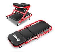 DNA MOTORING TOOLS-00186 - Asiento Plegable para Coche, 40 Pulgadas, 2 en 1, 6 Ruedas de 2 Pulgadas, Capacidad de Peso de 150 kg, Color Rojo