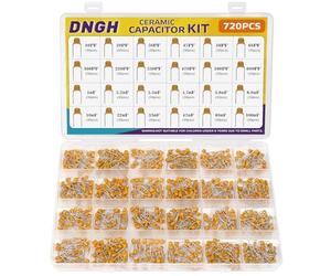 DNGH Condensador de cerámica Set 24 Valor 720 piezas Condensadores Surtido de 10pF a 100nF Monolítico Cerámica Kit de Condensador