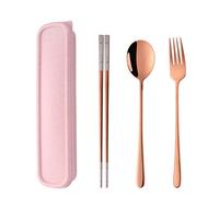 Do Buy Palillos Cuchara Tenedor Cubiertos Portátiles con Estuche, para la Escuela, El Hogar, La Oficina, Viajes de Campamento, Al Aire Libre