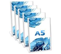 Doafoce expositores Sobremesa 5 unidades soporte acrilico a5 porta carteles mesa inclinado acrilico Soporte, Forma de L Inclinado A5 Póster de Menú para Porta Carteles, Promociones