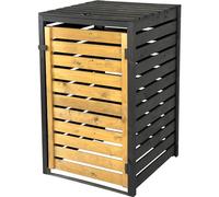dobar® Green Label - Revestimiento para Cubos de Basura (1 Unidad, 120 L, Madera en Color marrón-Negro, como Kit de construcción, Caja para Cubos de Basura con Tapa y Puerta basculante, Bicolor, 67 x