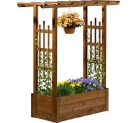 dobar® Jardinera pérgola con Ayuda integrada para Enredaderas, bancal de Madera de Abeto, Jardinera Grande, 117 x 39 x 119 cm, marrón
